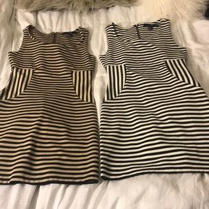 Stretchy dress brown/white AND black/white